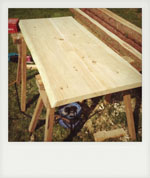 Cedar table top. Denmead, Hampshire